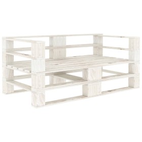 2 seater white wood garden pallet sofa by vidaXL, Outdoor sofas - Ref: Foro24-3052164, Price: 146,99 €, Discount: %