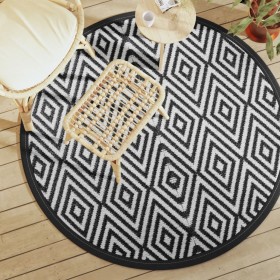 Alfombra de exterior PP blanco y negro Ø160 cm de vidaXL, Protectores para exterior - Ref: Foro24-368475, Precio: 28,99 €, De...