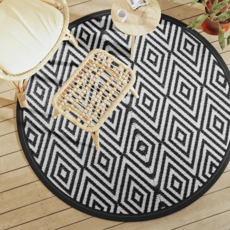 Alfombra de exterior PP blanco y negro Ø160 cm de vidaXL, Protectores para exterior - Ref: Foro24-368475, Precio: 28,96 €, De...