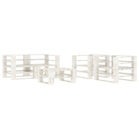 5-piece white wooden garden pallet furniture set by vidaXL, Garden sets - Ref: Foro24-3052180, Price: 423,48 €, Discount: %