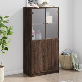 Tall sideboard with brown oak wood doors 68x37x142 cm by vidaXL, Sideboards - Ref: Foro24-3295870, Price: 136,99 €, Discount: %