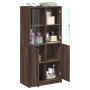 Tall sideboard with brown oak wood doors 68x37x142 cm by vidaXL, Sideboards - Ref: Foro24-3295870, Price: 134,23 €, Discount: %