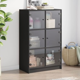 Aparador alto con puertas madera ingeniería negro 68x37x109 cm de vidaXL, Aparadores - Ref: Foro24-3295851, Precio: 121,99 €,...