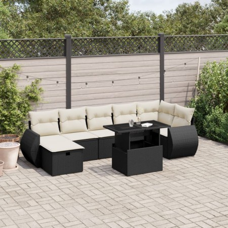 Set de sofás de jardín 8 piezas y cojines ratán sintético negro de vidaXL, Conjuntos de jardín - Ref: Foro24-3275146, Precio:...