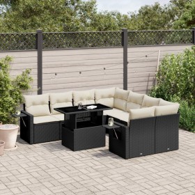 8-teiliges Gartensofa-Set und schwarze synthetische Rattankissen von vidaXL, Gartensets - Ref: Foro24-3267796, Preis: 642,01 ...