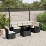 Set de sofás de jardín 7 pzas con cojines ratán sintético negro de vidaXL, Conjuntos de jardín - Ref: Foro24-3267936, Precio:...