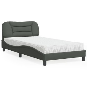 Bed with dark gray fabric mattress 100x200 cm by vidaXL, Beds and slatted bases - Ref: Foro24-3208514, Price: 293,84 €, Disco...