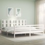 Estructura cama de matrimonio con cabecero madera maciza blanco de vidaXL, Camas y somieres - Ref: Foro24-3194132, Precio: 16...