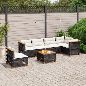 7-teiliges Gartensofa-Set mit schwarzen synthetischen Rattankissen von vidaXL, Gartensets - Ref: Foro24-3261878, Preis: 547,4...