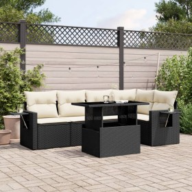 6-teilige Gartensofagarnitur und schwarze synthetische Rattankissen von vidaXL, Gartensets - Ref: Foro24-3267886, Preis: 474,...