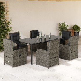 Set comedor jardín 7 pzas y cojines ratán sintético gris de vidaXL, Conjuntos de jardín - Ref: Foro24-3262866, Precio: 790,99...