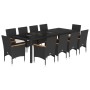 Set comedor jardín 11 pzas cojines ratán sintético vidrio negro de vidaXL, Conjuntos de jardín - Ref: Foro24-3278734, Precio:...