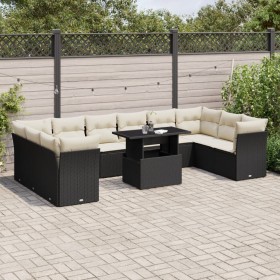 11-teiliges Gartensofa-Set und schwarze synthetische Rattankissen von vidaXL, Gartensets - Ref: Foro24-3266856, Preis: 775,78...