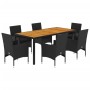 Set de comedor jardín 7 pzas con cojines ratán PE acacia negro de vidaXL, Conjuntos de jardín - Ref: Foro24-3278673, Precio: ...