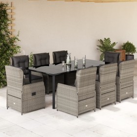 Set comedor de jardín 9 pzas cojines ratán sintético gris claro de vidaXL, Conjuntos de jardín - Ref: Foro24-3262909, Precio:...