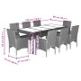 Set comedor jardín 9 pzas cojines ratán sintético vidrio marrón de vidaXL, Conjuntos de jardín - Ref: Foro24-3278554, Precio:...