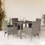 Garden dining set 5 pieces and gray glass synthetic rattan cushions by vidaXL, Garden sets - Ref: Foro24-3278556, Price: 363,...