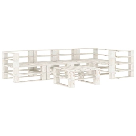 Set of 6 white wooden pallet furniture pieces for the garden by vidaXL, Garden sets - Ref: Foro24-3052171, Price: 448,10 €, D...