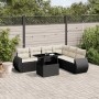 Set de sofás de jardín 7 pzas con cojines ratán sintético negro de vidaXL, Conjuntos de jardín - Ref: Foro24-3268556, Precio:...