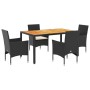 Set de comedor jardín 5 pzas con cojines ratán PE acacia negro de vidaXL, Conjuntos de jardín - Ref: Foro24-3278665, Precio: ...