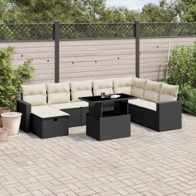 Set de sofás de jardín 8 piezas y cojines ratán sintético negro de vidaXL, Conjuntos de jardín - Ref: Foro24-3274866, Precio:...