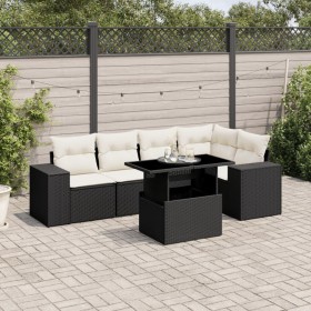 6-teilige Gartensofagarnitur und schwarze synthetische Rattankissen von vidaXL, Gartensets - Ref: Foro24-3269146, Preis: 464,...