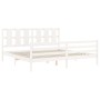 Estructura cama de matrimonio con cabecero madera maciza blanco de vidaXL, Camas y somieres - Ref: Foro24-3194132, Precio: 16...