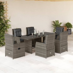 Set comedor jardín 7 pzas y cojines ratán sintético gris de vidaXL, Conjuntos de jardín - Ref: Foro24-3262783, Precio: 753,35...