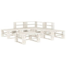 Set of 6 white wooden pallet furniture pieces for the garden by vidaXL, Garden sets - Ref: Foro24-3052167, Price: 354,99 €, D...