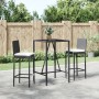 Hoher Gartentisch und Hocker 3 Stück und Kissen PE Rattan schwarz von vidaXL, Gartensets - Ref: Foro24-3187641, Preis: 251,26...