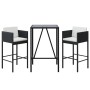 Garden high table and stools 3 pieces with black PE rattan cushions by vidaXL, Garden sets - Ref: Foro24-3200661, Price: 253,...