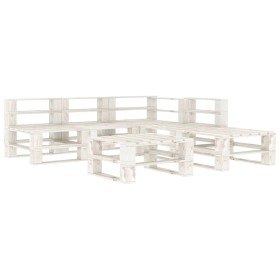 6-piece white wood garden pallet furniture set by vidaXL, Garden sets - Ref: Foro24-3052177, Price: 354,99 €, Discount: %