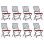 Folding garden chairs 8 units and solid acacia wood cushions by vidaXL, Garden chairs - Ref: Foro24-3078311, Price: 398,86 €,...