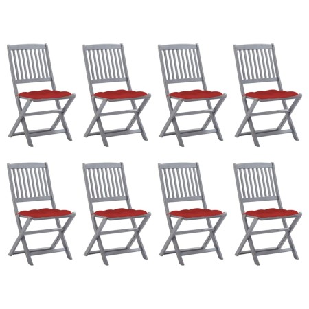 Folding garden chairs 8 units and solid acacia wood cushions by vidaXL, Garden chairs - Ref: Foro24-3078311, Price: 398,86 €,...