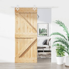 Puerta corredera con herrajes madera maciza de pino 85x210 cm de vidaXL, Puertas - Ref: Foro24-3203158, Precio: 174,76 €, Des...