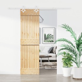 Puerta corredera con herrajes madera maciza de pino 70x210 cm de vidaXL, Puertas - Ref: Foro24-3203179, Precio: 157,81 €, Des...