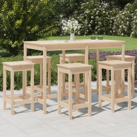 Hoher Gartentisch und Hocker 7 Stück massives Zirbenholz von vidaXL, Gartensets - Ref: Foro24-3154755, Preis: 414,99 €, Rabat...