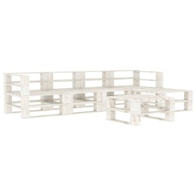 Set of 6 white wooden pallet furniture pieces for the garden by vidaXL, Garden sets - Ref: Foro24-3052178, Price: 444,70 €, D...