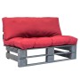 Garden sofa made of pallets with red cushions and pine wood. by vidaXL, Outdoor sofas - Ref: Foro24-275289, Price: 101,46 €, ...