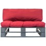 Garden sofa made of pallets with red cushions and pine wood. by vidaXL, Outdoor sofas - Ref: Foro24-275289, Price: 101,46 €, ...