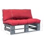 Garden sofa made of pallets with red cushions and pine wood. by vidaXL, Outdoor sofas - Ref: Foro24-275289, Price: 101,46 €, ...