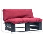 Garden pallet sofa with red cushions made of pine wood by vidaXL, Outdoor sofas - Ref: Foro24-277412, Price: 104,40 €, Discou...