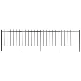 Garden fence with black steel spear points 6.8x1.5 m by vidaXL, fence panels - Ref: Foro24-277632, Price: 315,68 €, Discount: %