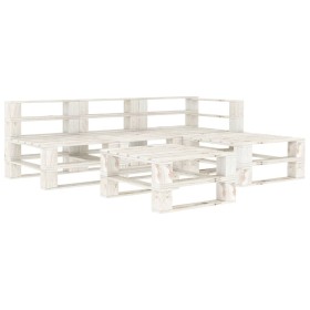 5-piece white wooden garden pallet furniture set by vidaXL, Garden sets - Ref: Foro24-3052174, Price: 303,76 €, Discount: %