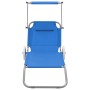 Folding sun lounger with canopy and gray steel wheels by vidaXL, Loungers - Ref: Foro24-44322, Price: 66,38 €, Discount: %