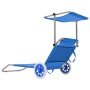 Folding sun lounger with canopy and gray steel wheels by vidaXL, Loungers - Ref: Foro24-44322, Price: 66,38 €, Discount: %