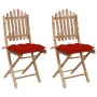 Folding garden chairs with cushions, 2 units, bamboo by vidaXL, Garden chairs - Ref: Foro24-3064008, Price: 115,69 €, Discoun...