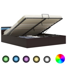 Cama canapé hidráulica con LED cuero sintético gris 160x200 cm de vidaXL, Camas y somieres - Ref: Foro24-285556, Precio: 352,...