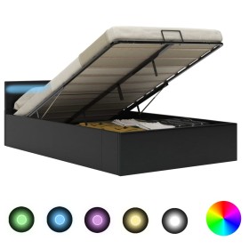 Cama canapé hidráulica con LED cuero sintético negro 120x200 cm de vidaXL, Camas y somieres - Ref: Foro24-285542, Precio: 415...