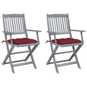 Folding garden chairs 2 units with solid acacia wood cushions by vidaXL, Garden chairs - Ref: Foro24-3064506, Price: 122,62 €...